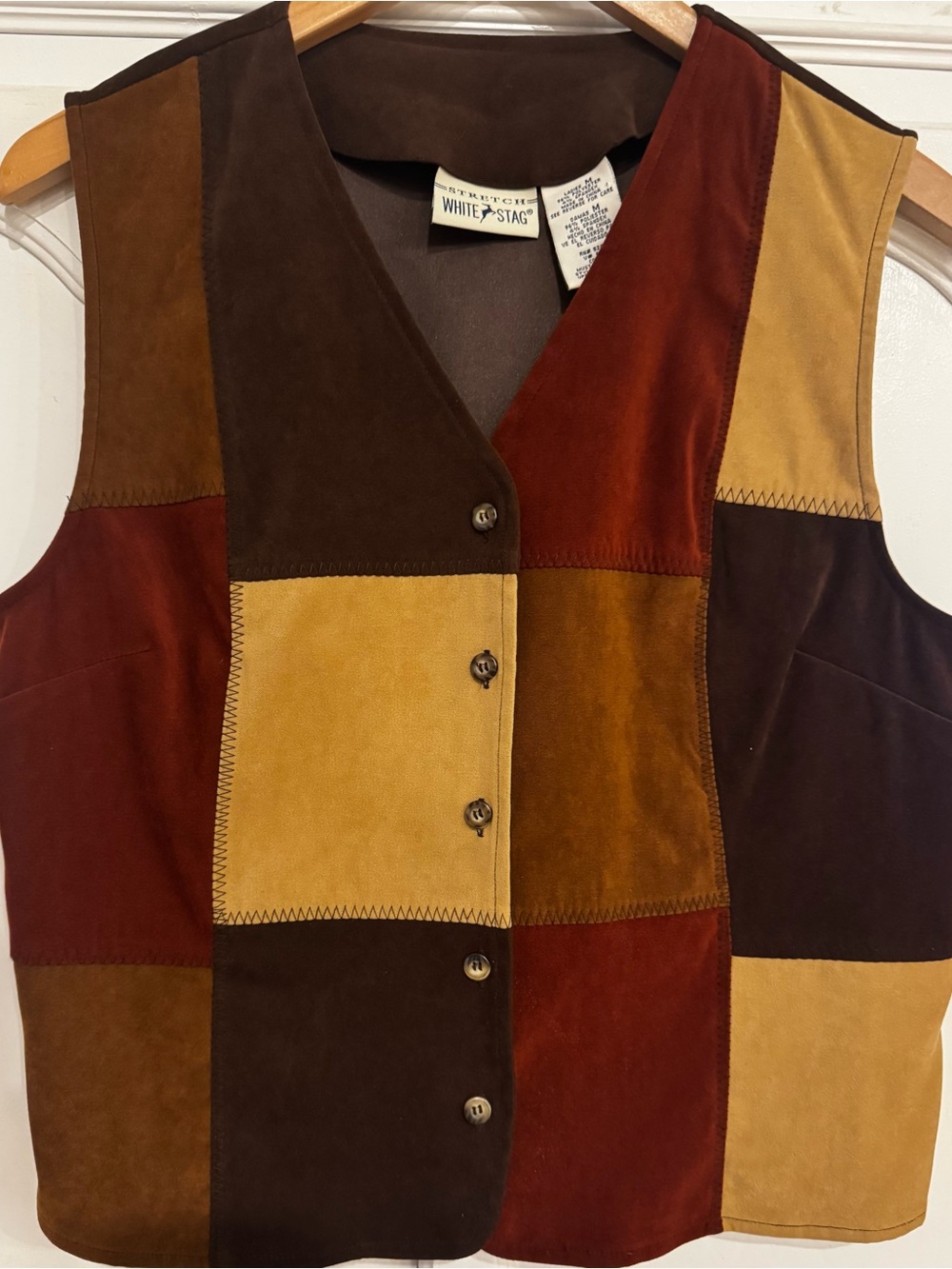 White Stag Stretch Vest in Mustard Brown & Chocolate